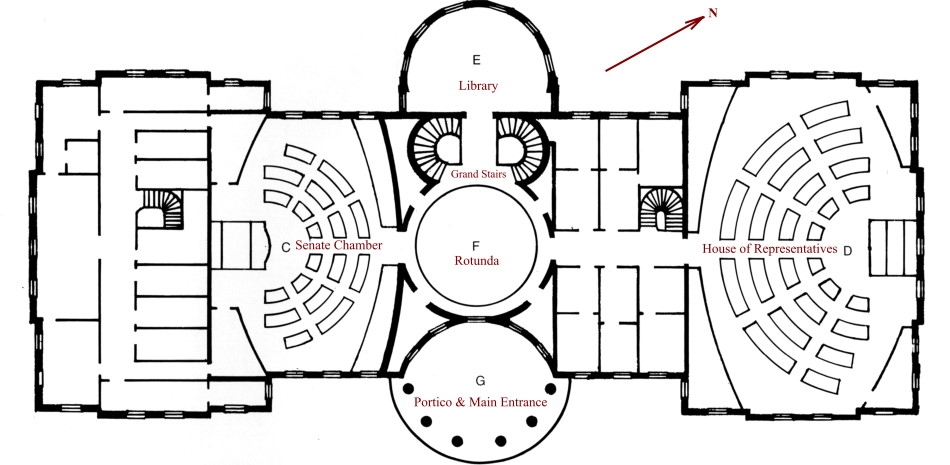  Floorplan of Jefferson City's Old Capitol Before 1888 Addition 